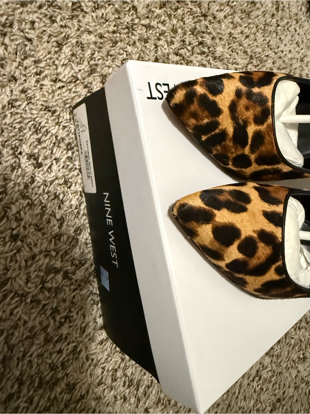 Nine West Leopard Print Pointed Pumps - Brown/Black - Picture 2 of 7